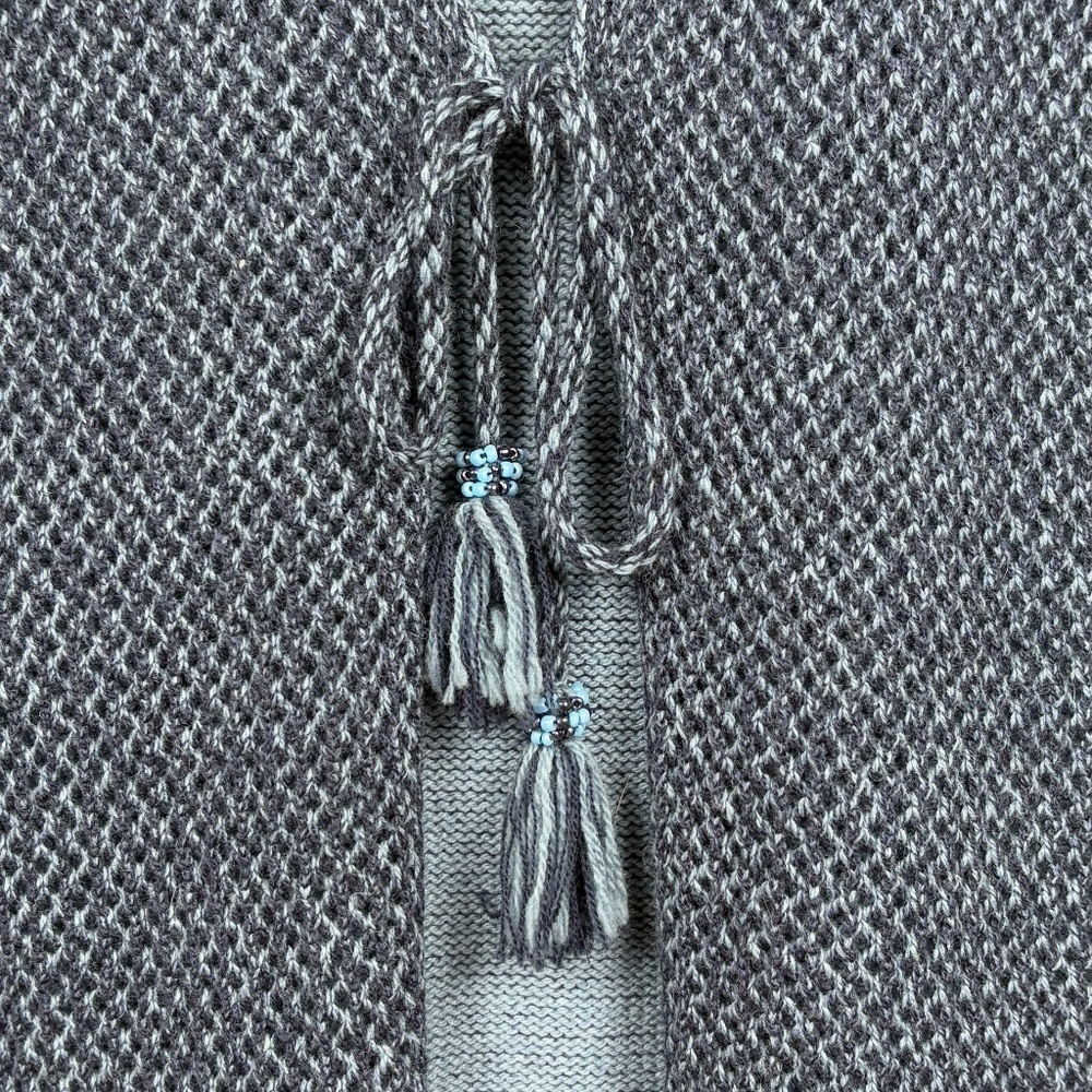 J Jill Womens Wool Tie Cardigan Duster Sweater Sz L Open Knit Beach Office NWOT - Picture 3 of 14